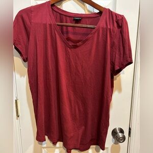 Torrid Deep Red Short Sleeve V-Neck Tee